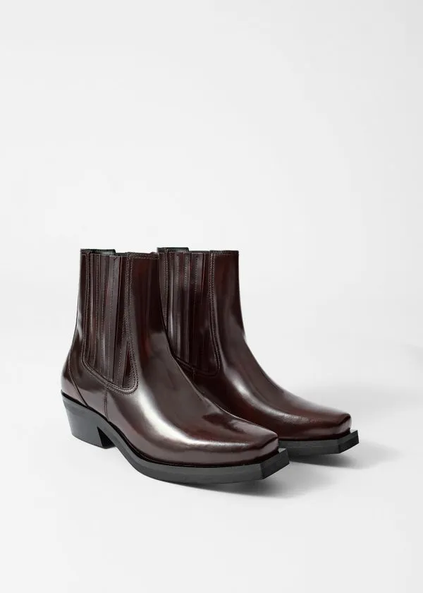 and Other Stories Leather Biker Chelsea Boots Burgundy Women Boots