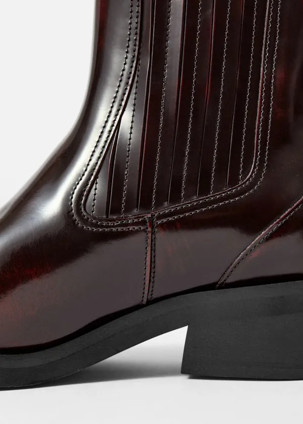 and Other Stories Leather Biker Chelsea Boots Burgundy Women Boots