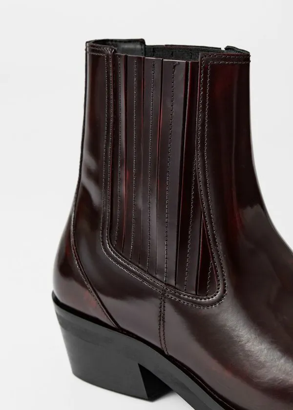 and Other Stories Leather Biker Chelsea Boots Burgundy Women Boots