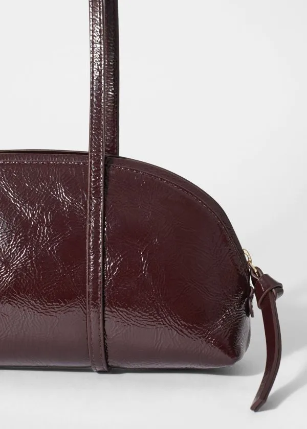 and Other Stories Leather Bowling Bag Burgundy Women Shoulder Bags