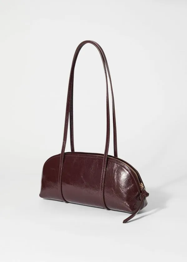 and Other Stories Leather Bowling Bag Burgundy Women Shoulder Bags