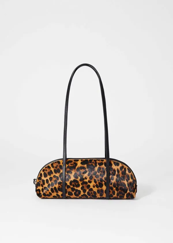 and Other Stories Leather Bowling Bag Leopard Print Women Shoulder Bags