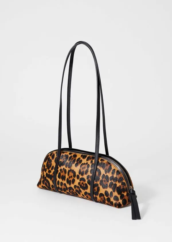 and Other Stories Leather Bowling Bag Leopard Print Women Shoulder Bags