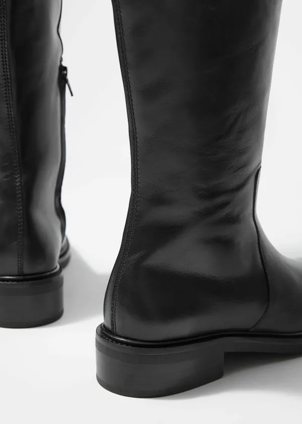 and Other Stories Leather Equestrian Boots Black Women Boots