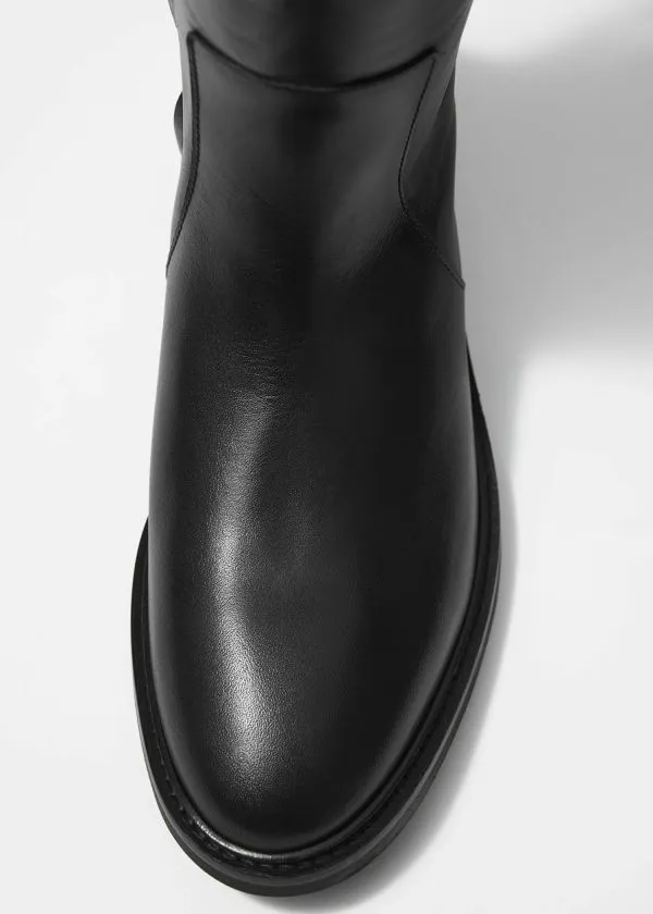 and Other Stories Leather Equestrian Boots Black Women Boots