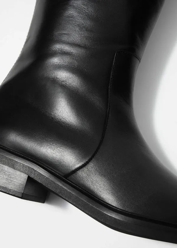 and Other Stories Leather Equestrian Boots Black Women Boots