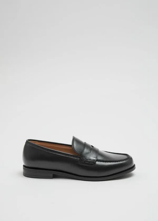 and Other Stories Leather Penny Loafers Black Women Loafers