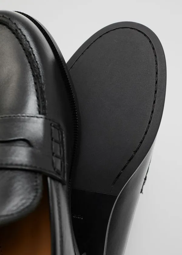 and Other Stories Leather Penny Loafers Black Women Loafers
