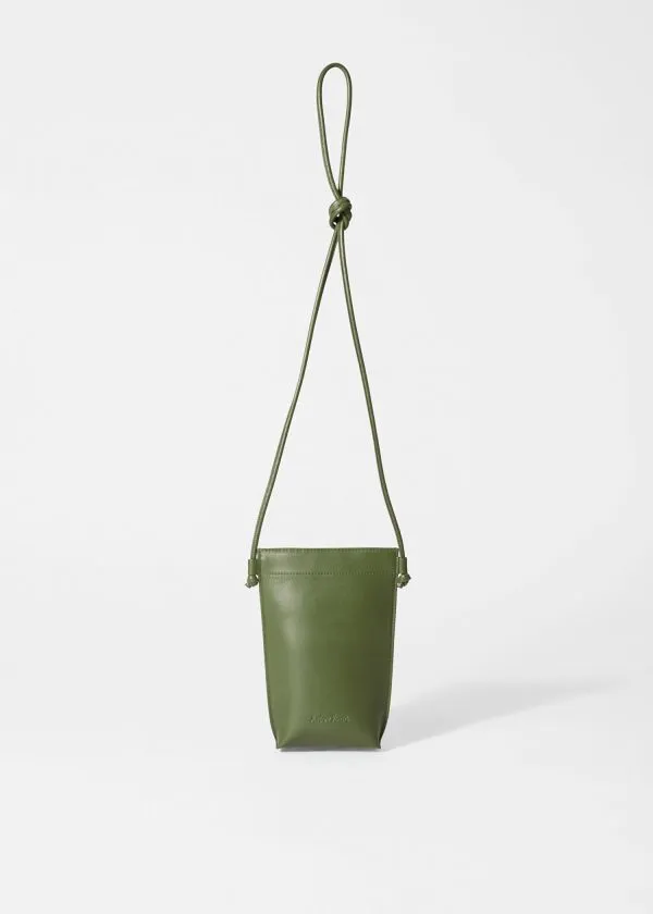 and Other Stories Leather Phone Pouch Green Women Shoulder Bags