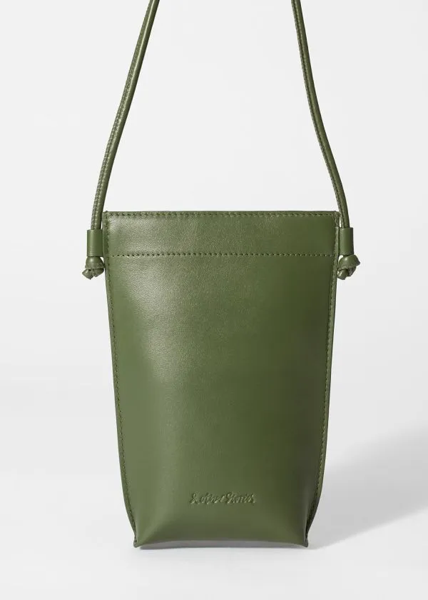 and Other Stories Leather Phone Pouch Green Women Shoulder Bags