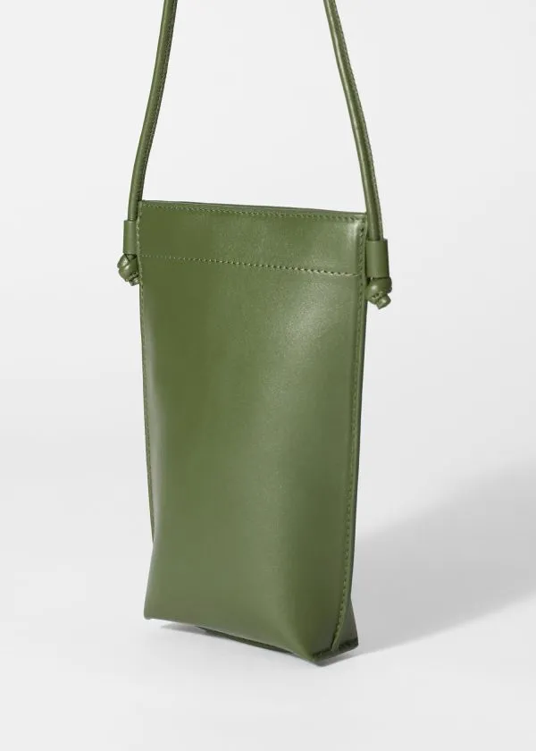 and Other Stories Leather Phone Pouch Green Women Shoulder Bags