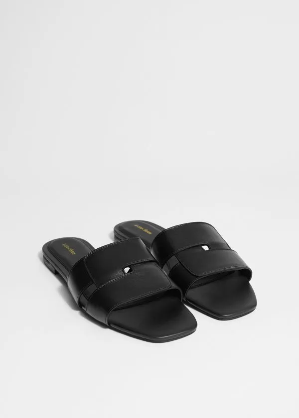 and Other Stories Leather Slides Black Women Sandals and Other Stories Leather Slides Black Women Sandals