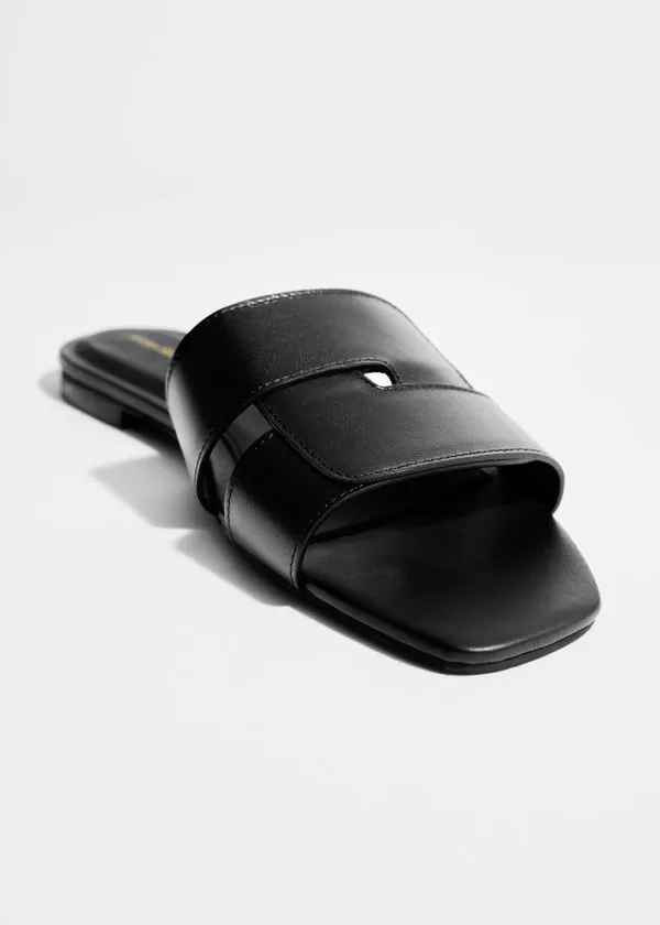 and Other Stories Leather Slides Black Women Sandals and Other Stories Leather Slides Black Women Sandals