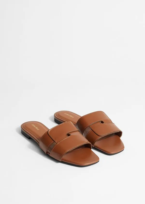 and Other Stories Leather Slides Brown Women Sandals and Other Stories Leather Slides Brown Women Sandals
