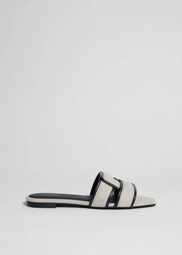 and Other Stories Leather Slides Linen Women Sandals