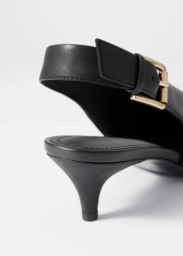 and Other Stories Leather Slingback Kitten Heels Black Women Pumps
