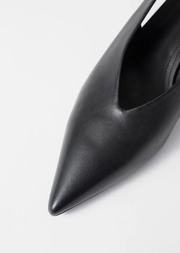 and Other Stories Leather Slingback Kitten Heels Black Women Pumps