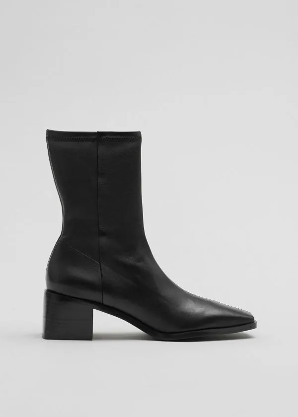 and Other Stories Leather Sock Boots Black Women Boots