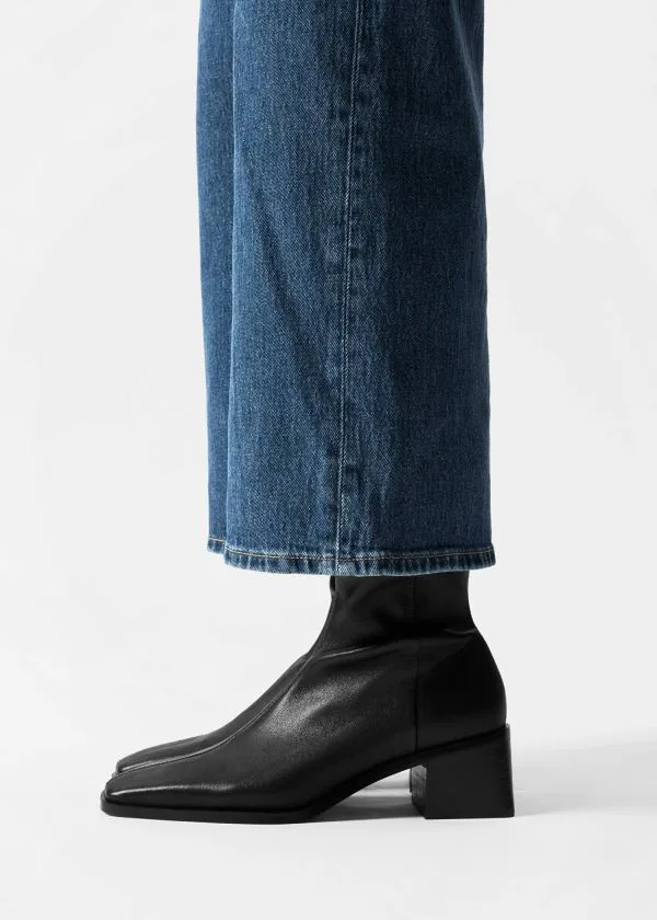 and Other Stories Leather Sock Boots Black Women Boots