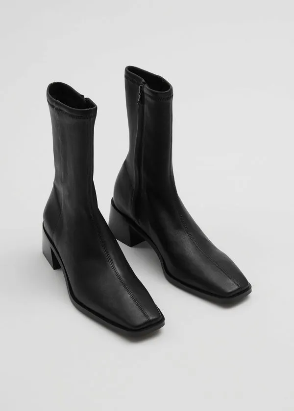 and Other Stories Leather Sock Boots Black Women Boots