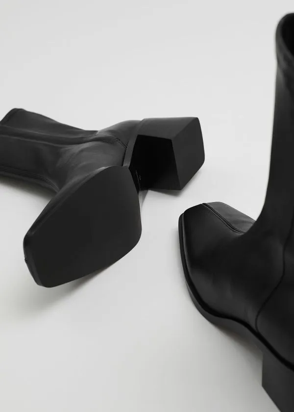 and Other Stories Leather Sock Boots Black Women Boots