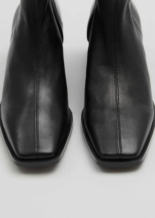 and Other Stories Leather Sock Boots Black Women Boots