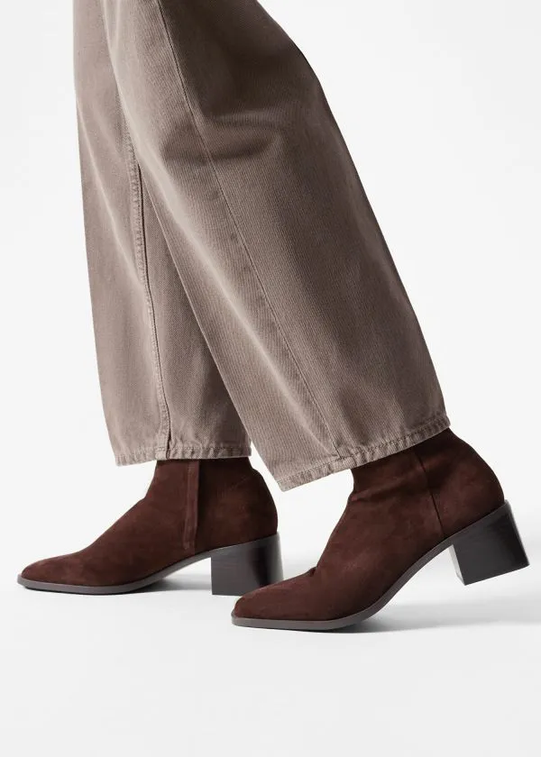 and Other Stories Leather Sock Boots Brown Suede Women Boots