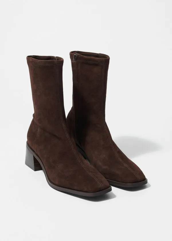 and Other Stories Leather Sock Boots Brown Suede Women Boots