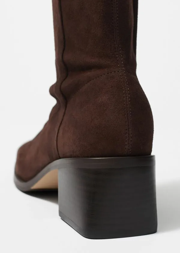 and Other Stories Leather Sock Boots Brown Suede Women Boots