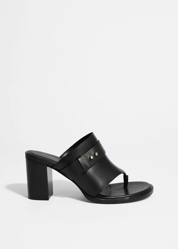 and Other Stories Leather ToeThong Mules Black Women Sandals