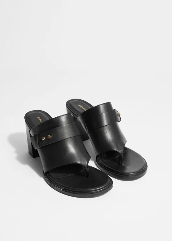 and Other Stories Leather ToeThong Mules Black Women Sandals