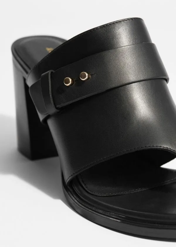 and Other Stories Leather ToeThong Mules Black Women Sandals