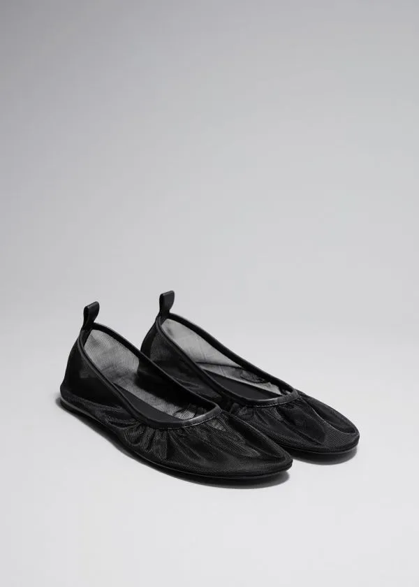 and Other Stories LeatherTrimmed Mesh Ballet Flats Black Women Pumps and Other Stories LeatherTrimmed Mesh Ballet Flats Black Women Pumps