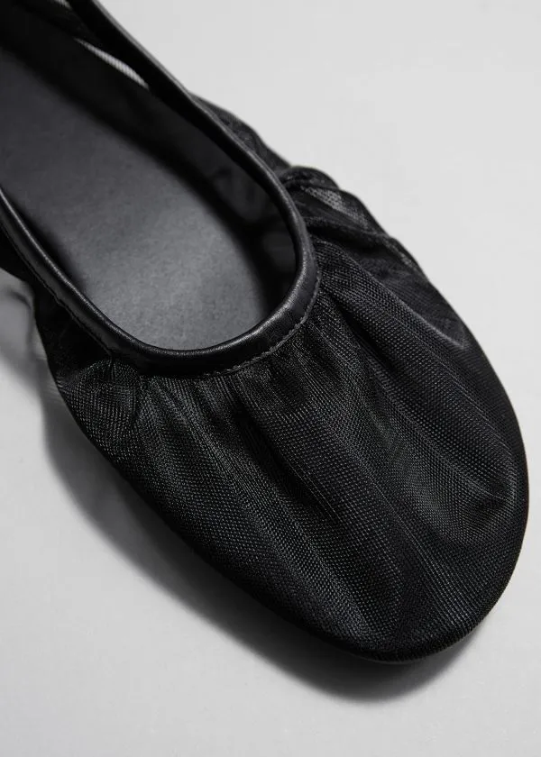 and Other Stories LeatherTrimmed Mesh Ballet Flats Black Women Pumps and Other Stories LeatherTrimmed Mesh Ballet Flats Black Women Pumps