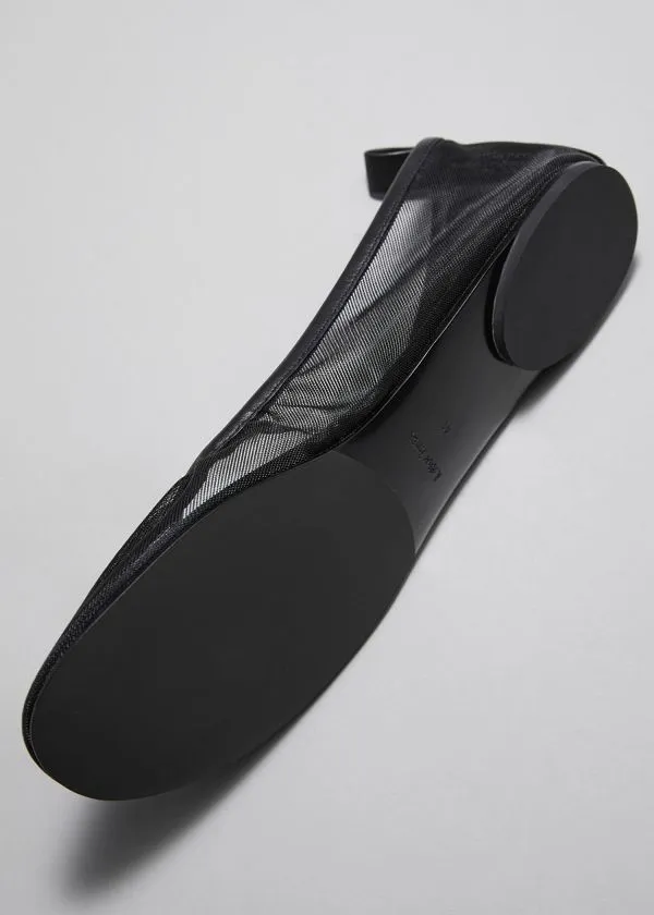 and Other Stories LeatherTrimmed Mesh Ballet Flats Black Women Pumps and Other Stories LeatherTrimmed Mesh Ballet Flats Black Women Pumps
