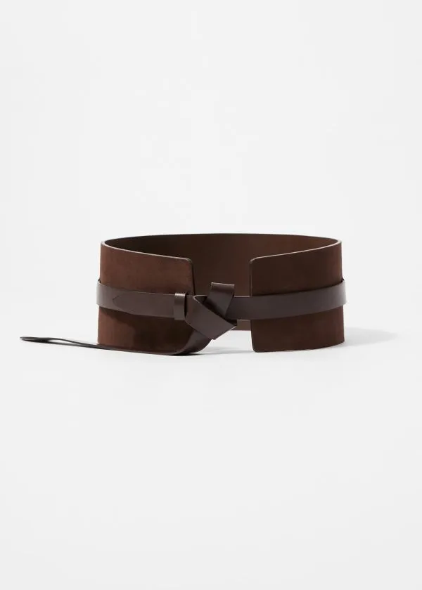 and Other Stories LeatherTrimmed Suede Waist Belt Brown Women Belts