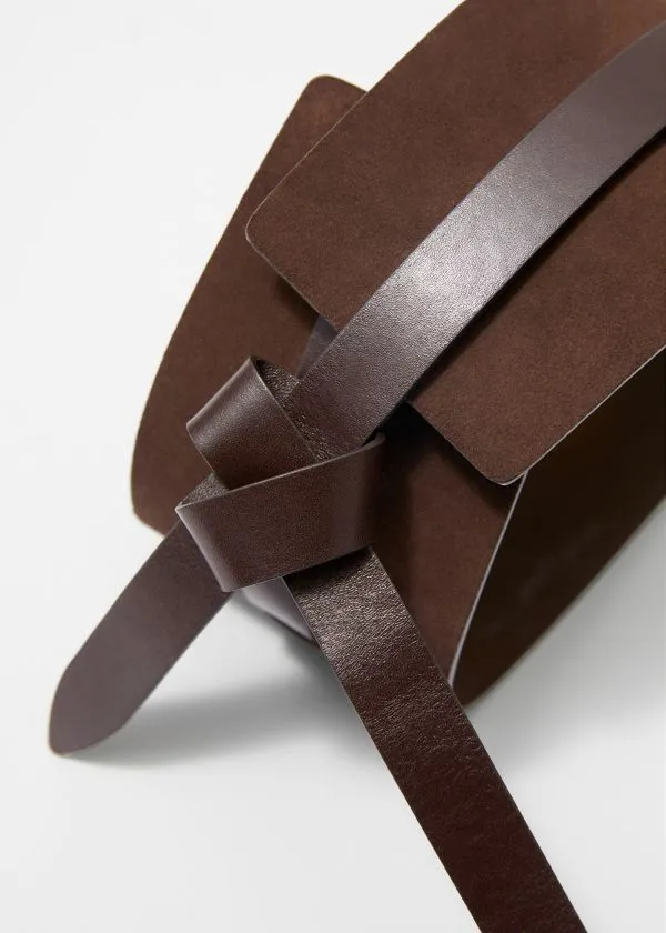 and Other Stories LeatherTrimmed Suede Waist Belt Brown Women Belts