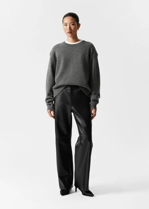 and Other Stories Leather Trousers Black Women Trousers