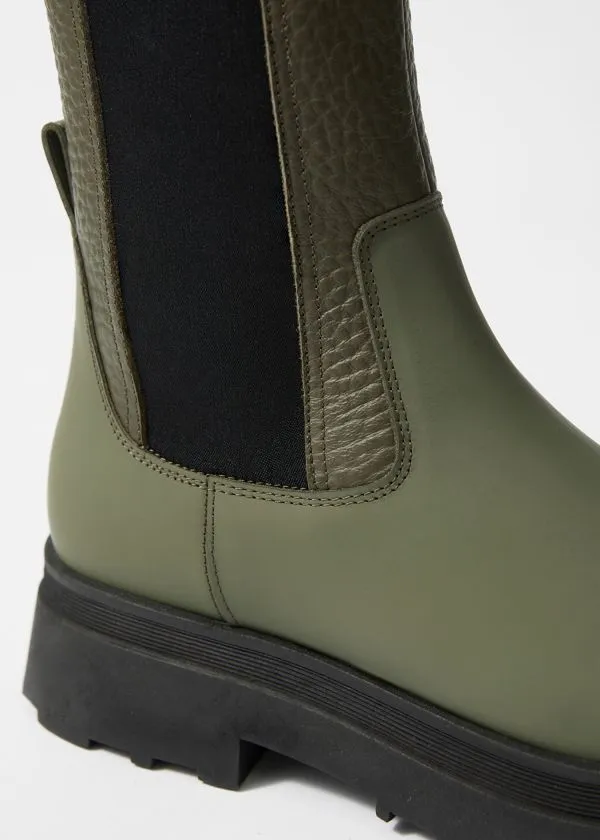 and Other Stories Lined Leather Chelsea Boots Dusty Green Women Boots