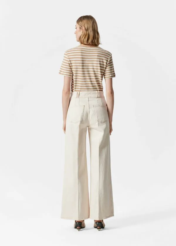 and Other Stories LinenBlend TShirt Beigeandcream Stripes Women Tops and Tshirts