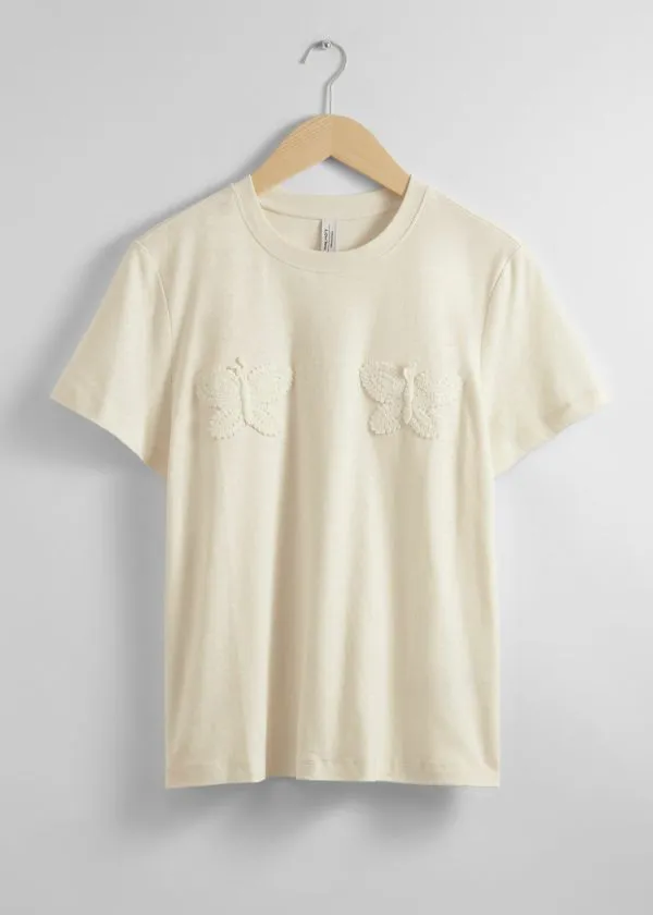 and Other Stories LinenBlend TShirt Cream Women Tops and Tshirts