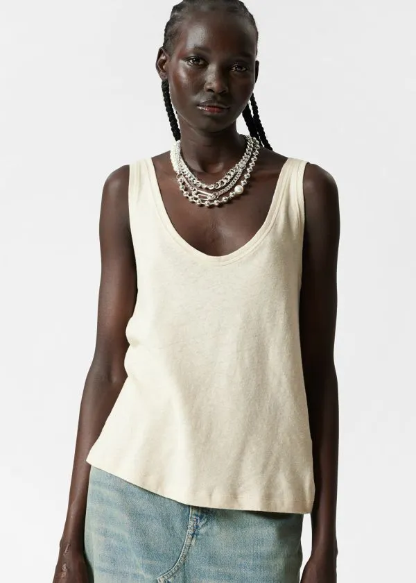 and Other Stories LinenBlend Tank Top Beige Women Tops and Tshirts