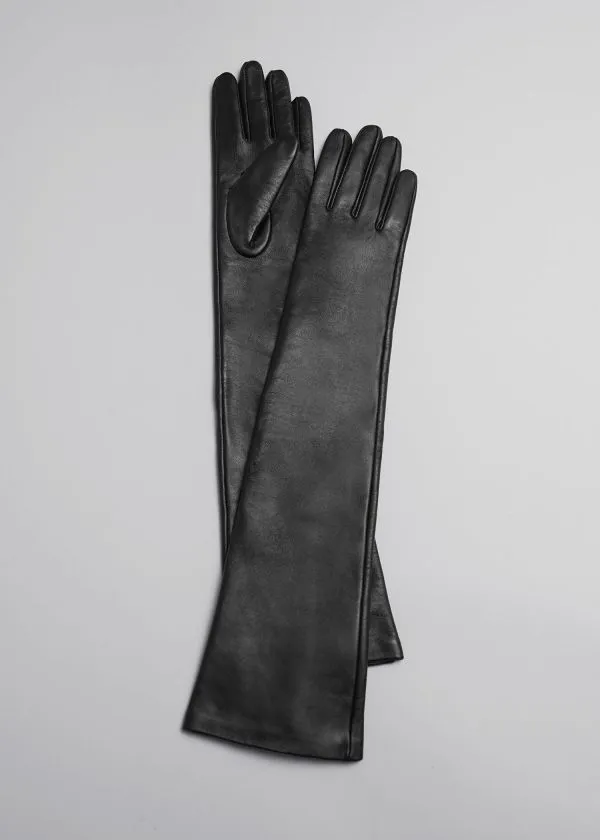 and Other Stories Long Leather Gloves Black Women Gloves