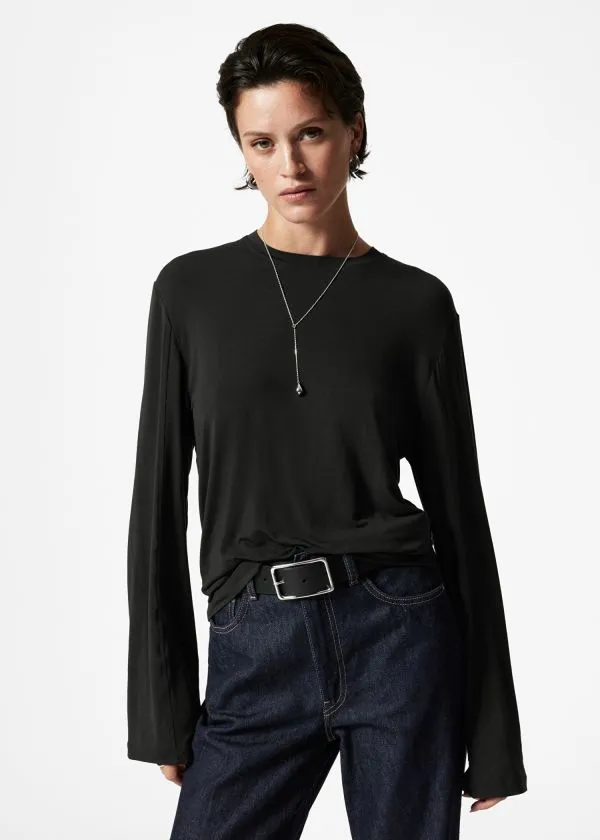 and Other Stories LongSleeve Jersey Top Black Women Tops and Tshirts