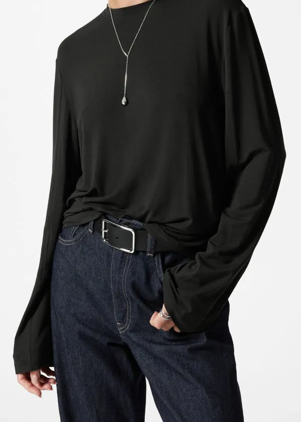 and Other Stories LongSleeve Jersey Top Black Women Tops and Tshirts