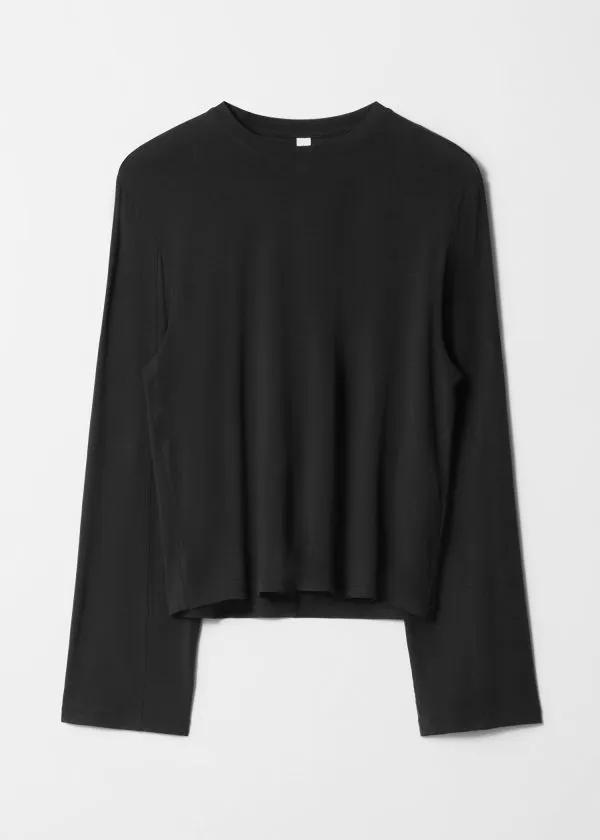 and Other Stories LongSleeve Jersey Top Black Women Tops and Tshirts
