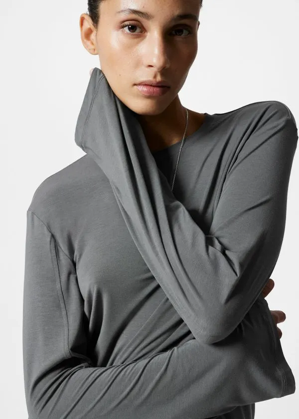and Other Stories LongSleeve Jersey Top Dark Grey Women Tops and Tshirts