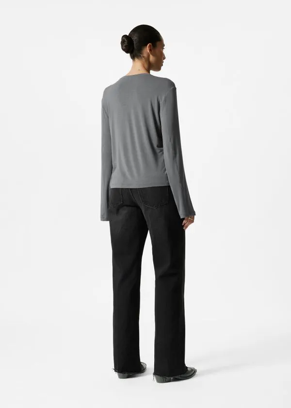 and Other Stories LongSleeve Jersey Top Dark Grey Women Tops and Tshirts