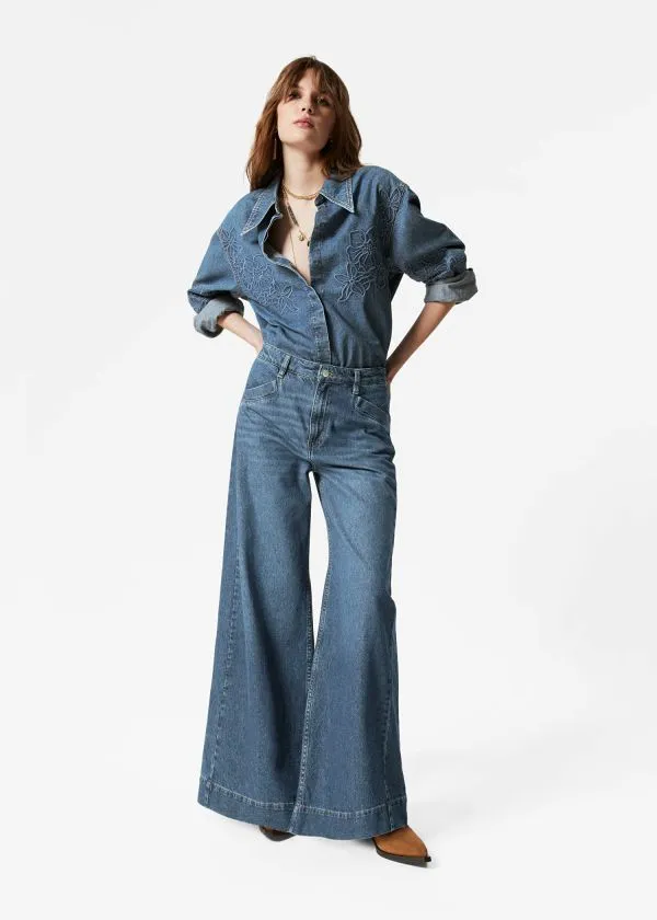 and Other Stories Long WideLeg Jeans Medium Blue Women Jeans