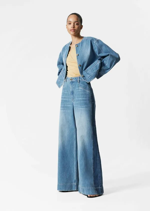 and Other Stories Long WideLeg Jeans Mid Blue Women Jeans
